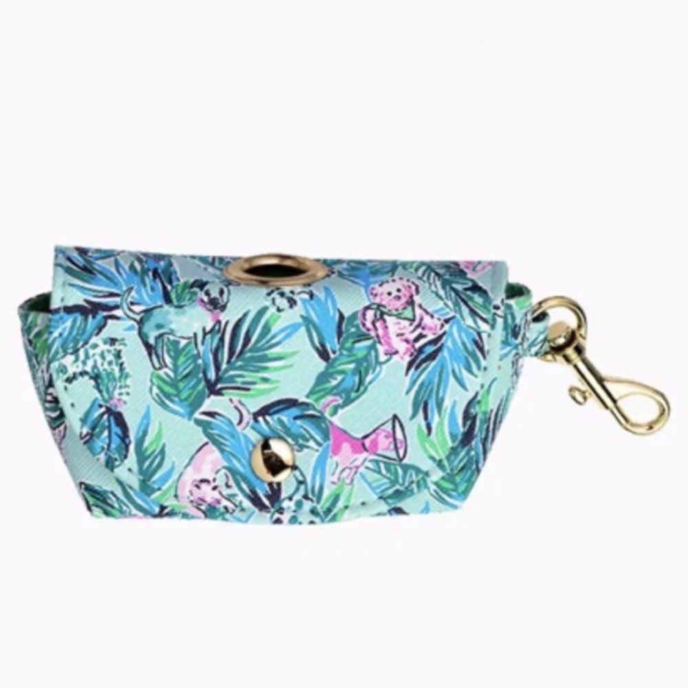 Lilly Pulitzer Dog Pouch Seasalt Blue Barking Up The Palm Tree Printed Poop Bag